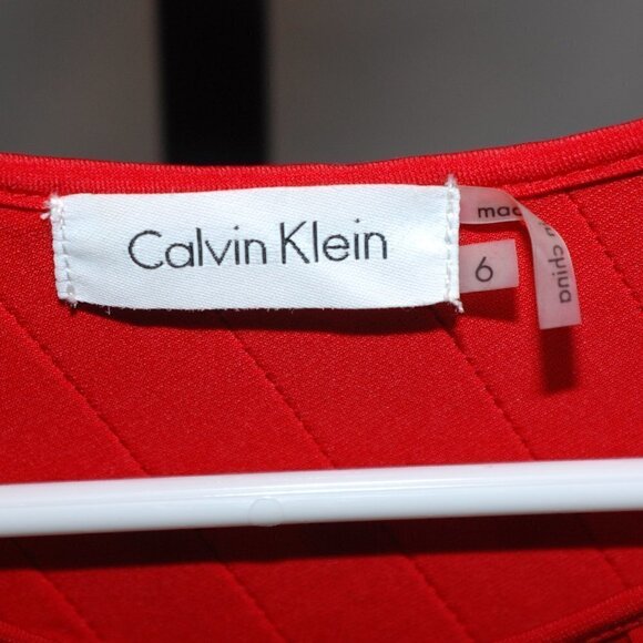 Calvin Klein Womens Size 6 Cocktail Red Dress Party Wedding Christmas Holiday - Picture 3 of 6